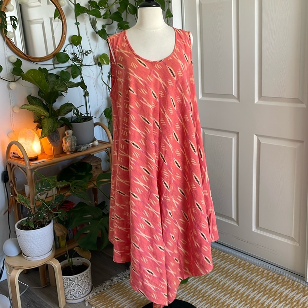 🪻🌸Asymmetric Hem Cotton Ikat dress 🌸🪻